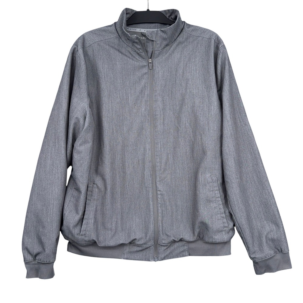 Fabletics Bomber Jacket Mens L Synthetic Gray Heathered Full Zip Athleisure